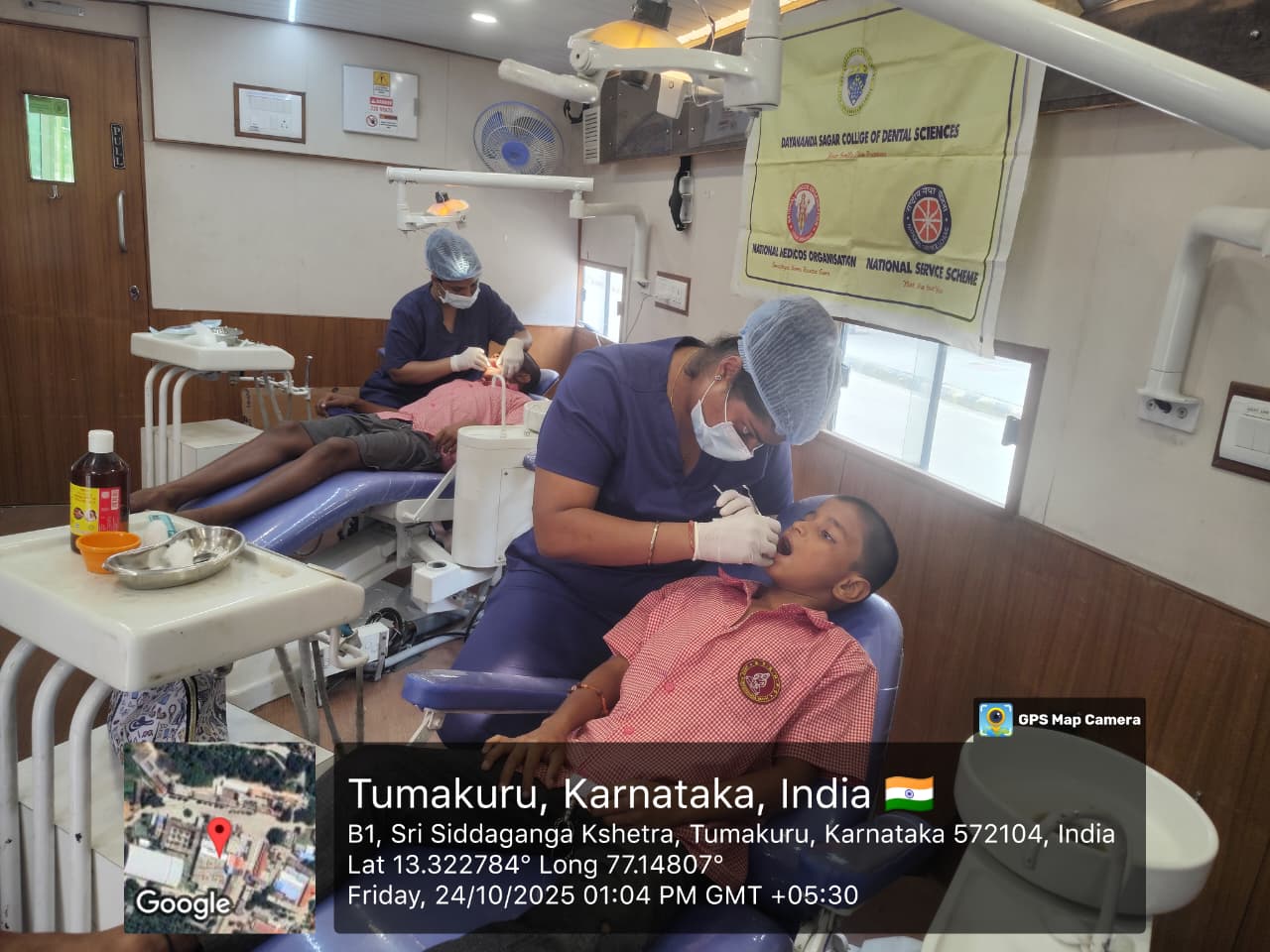 Dental treatment being provided to a child on Day 1